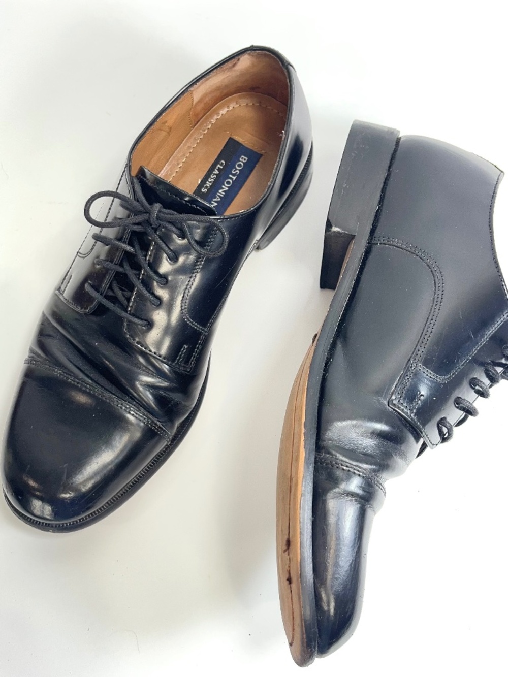 BOSTONIAN CLASSICS BLACK GENUINE LEATHER FIRST FLEX SOLE OXFORDS SZ 9